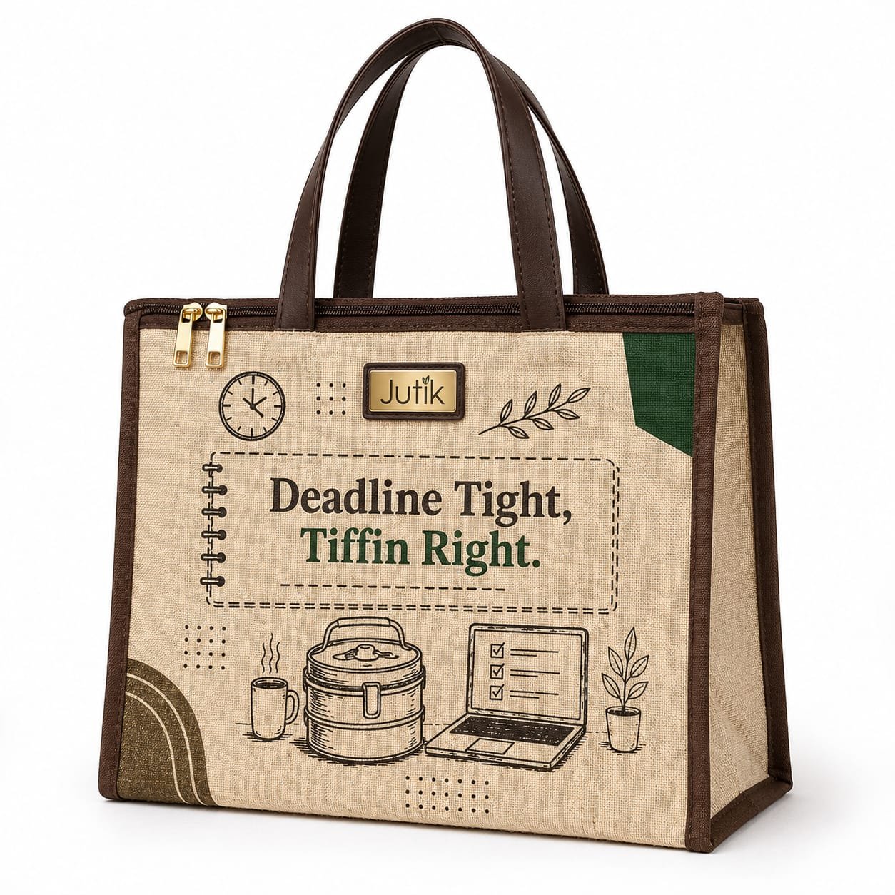 The 9-to-5 Tiffin Tote — Deadline Tight print